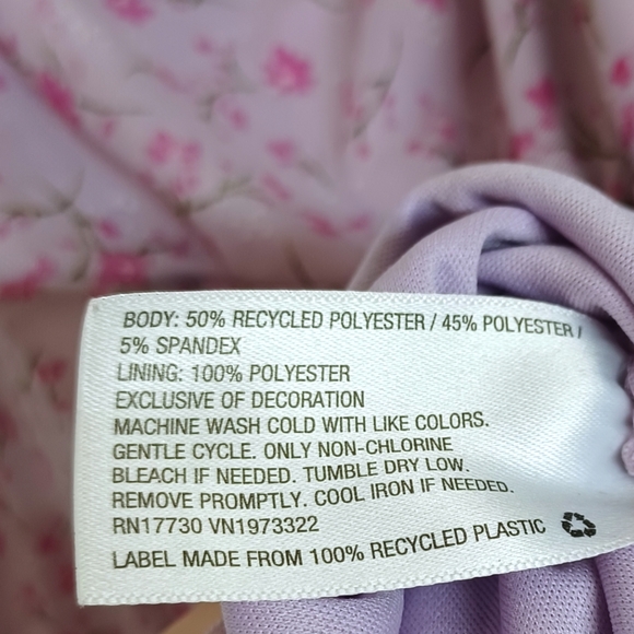 WILD FABLE Pink Floral Print Asymmetrical Ruching Light Purple Midi Dress Large - Picture 6 of 10